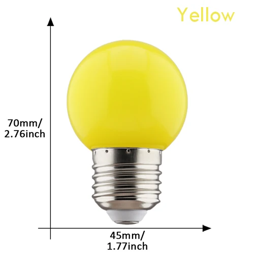 Farvet led-pære  e27 220v g45 3w 6 farver rgb-lampe led-lampe dekoration julelamper husholdningspære: Rød / 20 stk