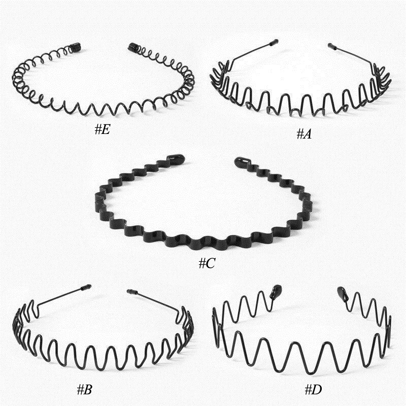 1 stk sort metal bølget stil alice sport hårbånd solid mænd kvinder unisex hår bandcasual voksen hovedbeklædning 5 stilarter