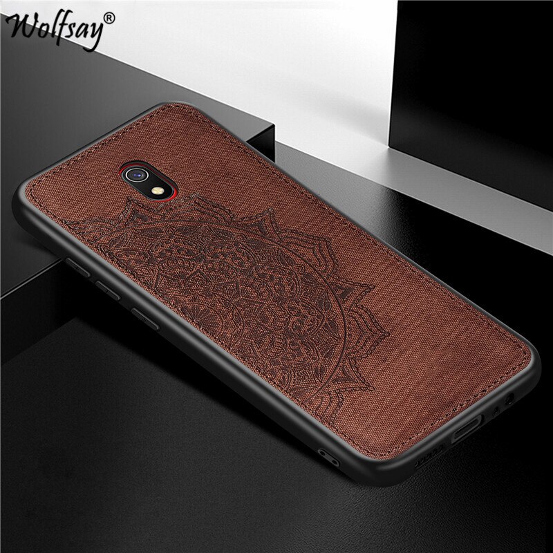 Voor Xiaomi Redmi 8A Case Soft Tpu Silicon Doek Textuur Hard Telefoon Case Voor Xiaomi Redmi 8A Beschermhoes Voor xiaomi Redmi 8A: Brown