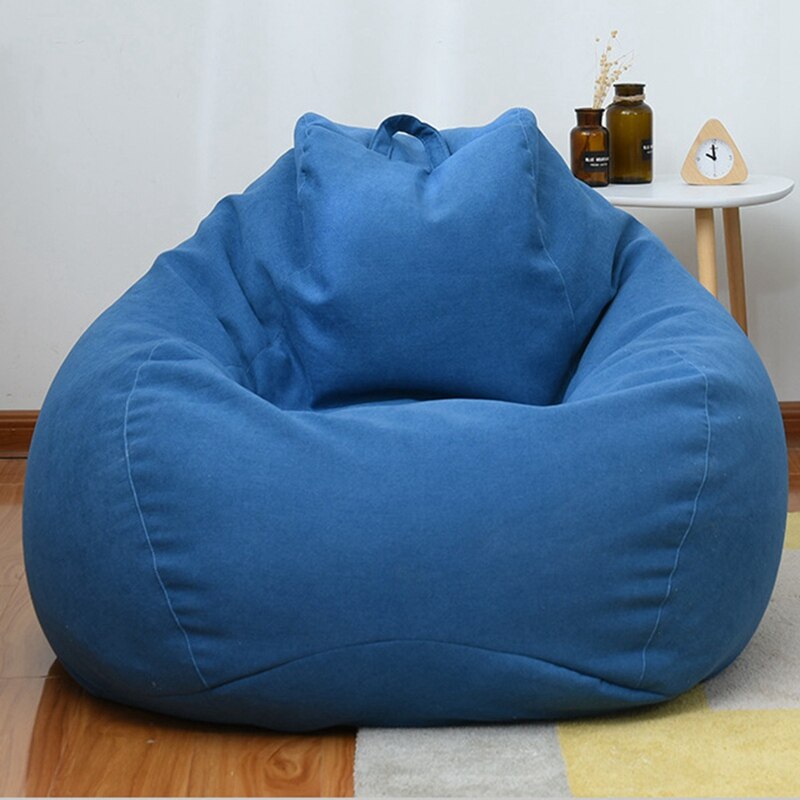 Katoen Linnen Bean Bag Cover Sofa Zitzak Luie Sofa Covers Zonder Vulmiddel Voor Volwassenen En Kinderen Grootte S-L Stoelen Poef bladerdeeg Couch: BL / 90 x 110 cm