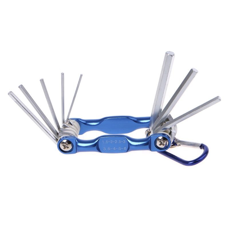8pcs Portable Foldable Key Hex Wrench Set Metric System Inner Hexagon Spanner Allen Wrench Screw Repair Tools