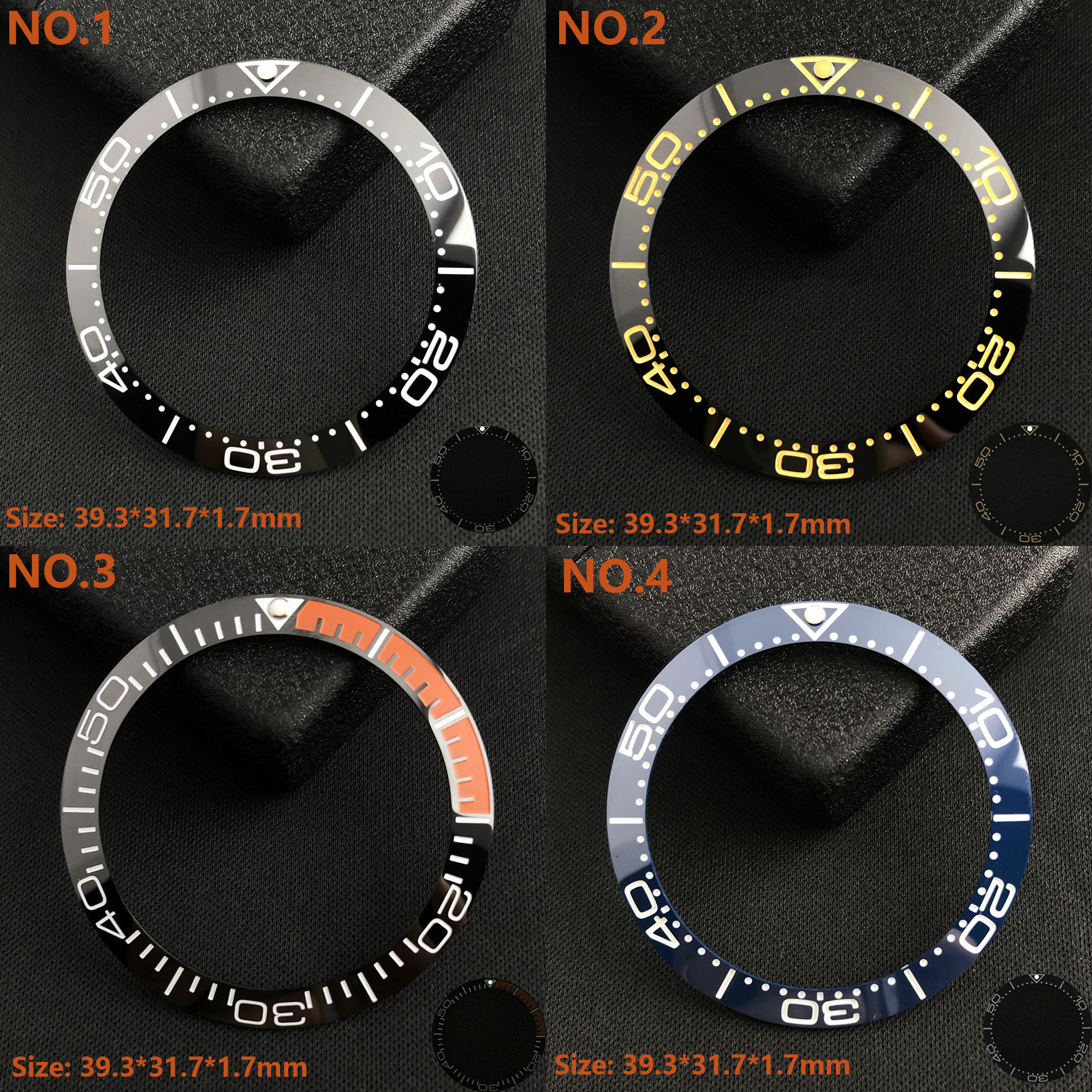 39.3*31.7 or 40.7*32.7mm Sloping Luminous Ceramic Bezel Insert Replacement of watch accessories Ceramic Bezel Insert