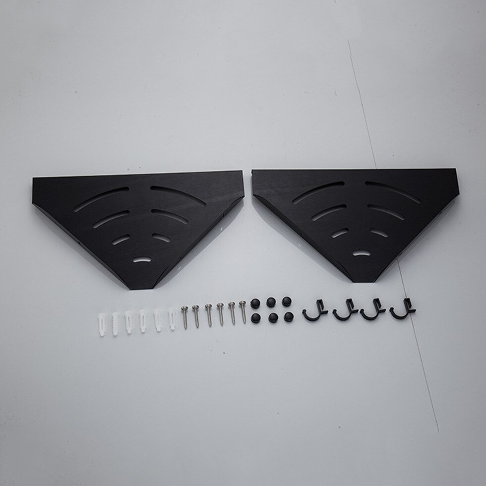 Black Bath Shower Caddy Triangle Shelf Wall Mount Space Aluminum Selves Adhesive No Damage Wall floating Rack etagere bain mural