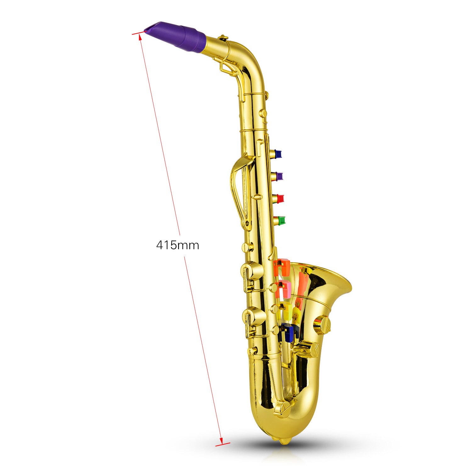 Saxofone crianças instrumentos musicais de vento abs saxofone de ouro metálico com 8 chaves coloridas