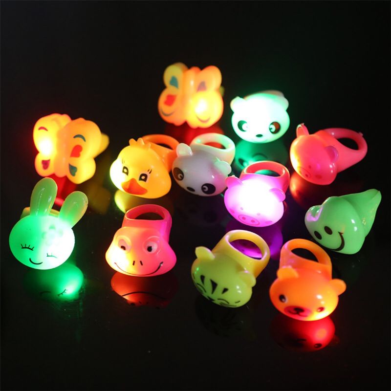 Ootdty Verjaardagsfeestje Gunsten Voor Kinderen Prijzen Knipperende 12 Pack Led Jelly Light Up Ringen Speelgoed Bulk Jongens Meisjes blinky Glow In