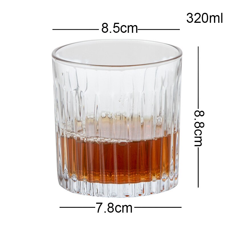 320ml Classical Transparent Vertical Pattern Whiskey Wine Glass Ice Coffee Cup