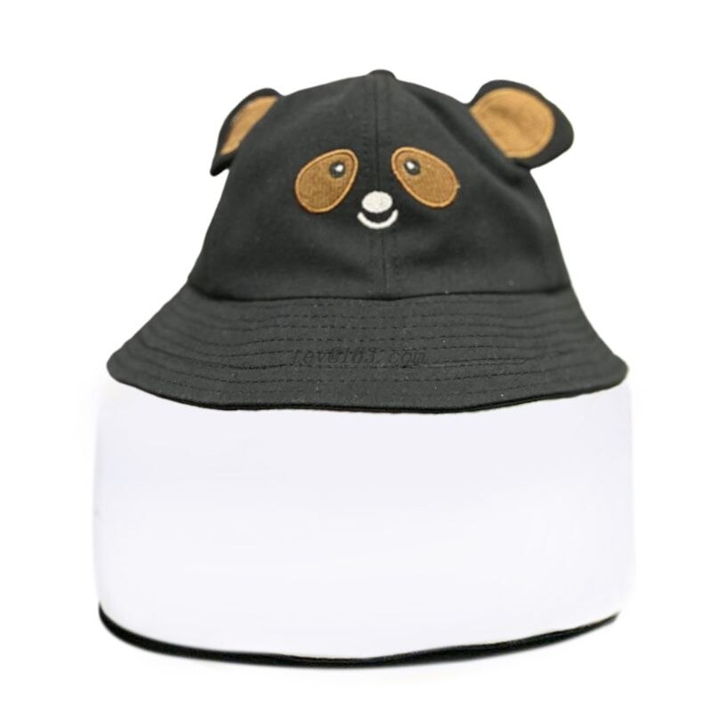 Peuter Kids Baby Beschermende Emmer Hoed Clear Visor Full Face Shield Cartoon Panda Dier Oren Anti-Speeksel Visser Cap: Black