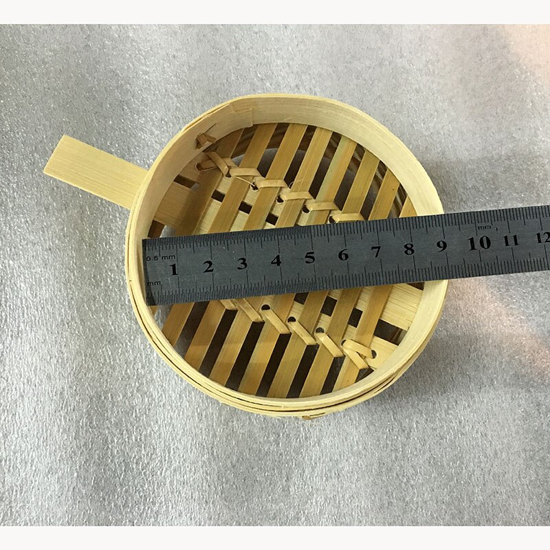 2pc Mini vaporera de bambú cesta con tapa 3,5 pulgadas para la sopa de carne buñuelos dim sum vegetales vapor cocinar herramientas vaporera bambu