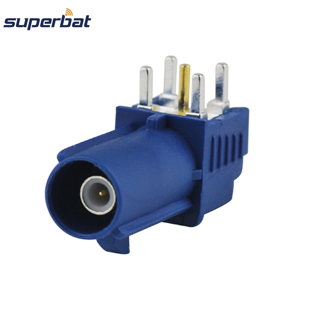 Superbat 10 stk fakra c blå smb plugg hann pcb mount rettvinklet kontakt for gps rf kommunikasjonssystemer