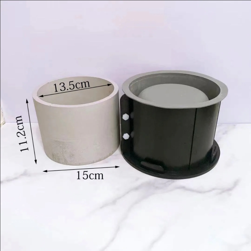 Duże donice ogrodowe z lastryko Forma silikonowa Okrągłe formy betonowe robić doniczki 15 cm Świeca Kubek Żywica Naczynie Forma gipsowa: Jasno szary