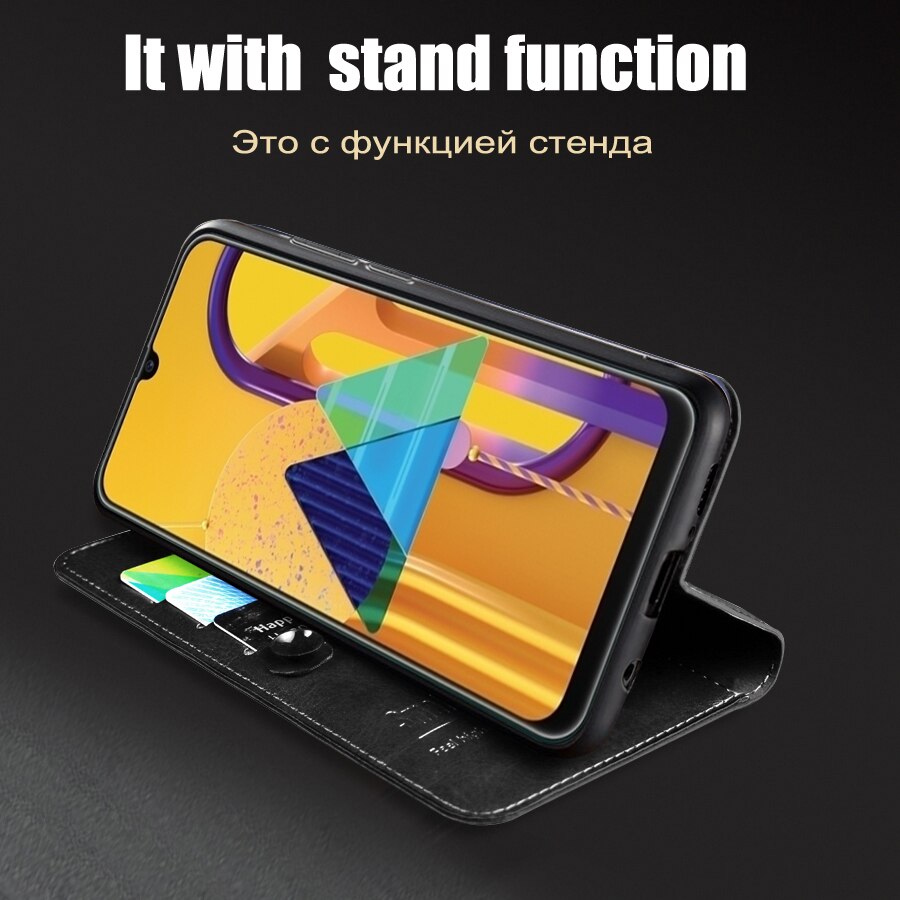 Luksusowe Retro Slim skórzane etui z klapką do Samsung Galaxy M31 przypadku portfel stojak magnetyczny okładka książki do Samsung M31 przypadkach