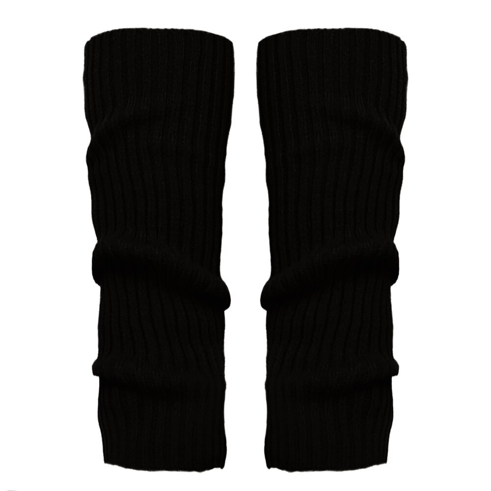 Lolita japonesa-Calentadores de piernas para niña, Bola de lana tejida, cubierta para pies, calentador de piernas, calcetines, Otoño e Invierno: Negro