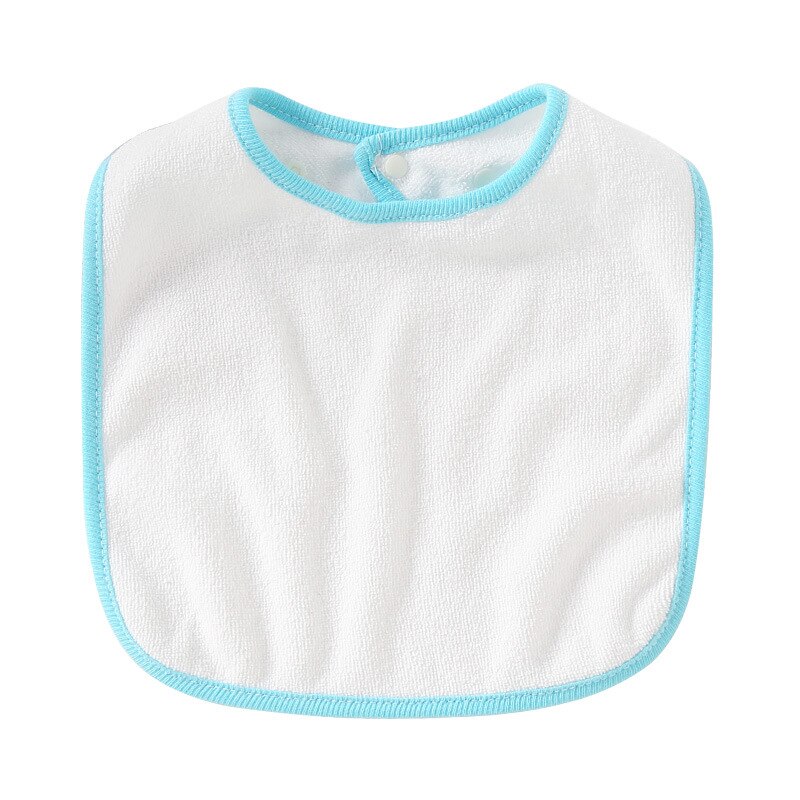 Baby White Cotton Super Soft Absorbent Saliva Towel Baby Solid Color Antifouling Comfortable Single Layer Snap Bib: 6-Light Blue