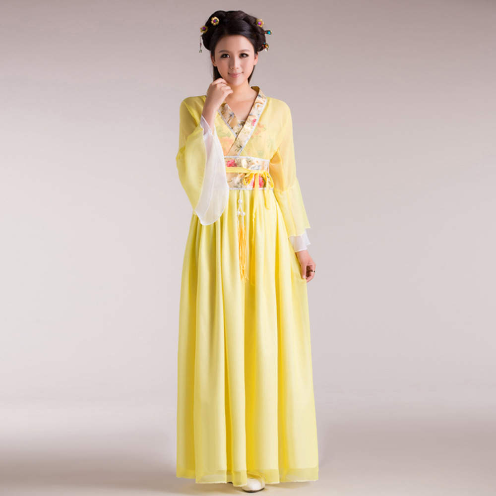Chinese Folk Dance Costume adult Ancient Hanfu National Cosplay Traditional Chinese Clothing for Women Clothes Lady Stage Dress: M / black