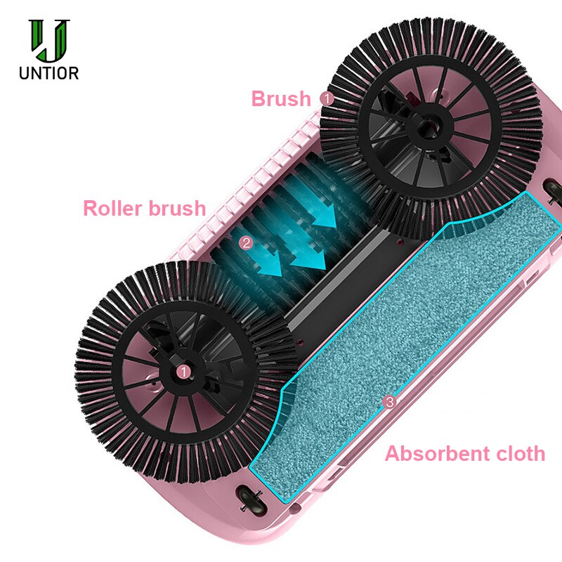 UNTIOR Hand Push Mop Sweeper All-in-one Mop Sweeper Magic Broom Dustpan Stainless Steel Sweeping Machine House Cleaning Tools