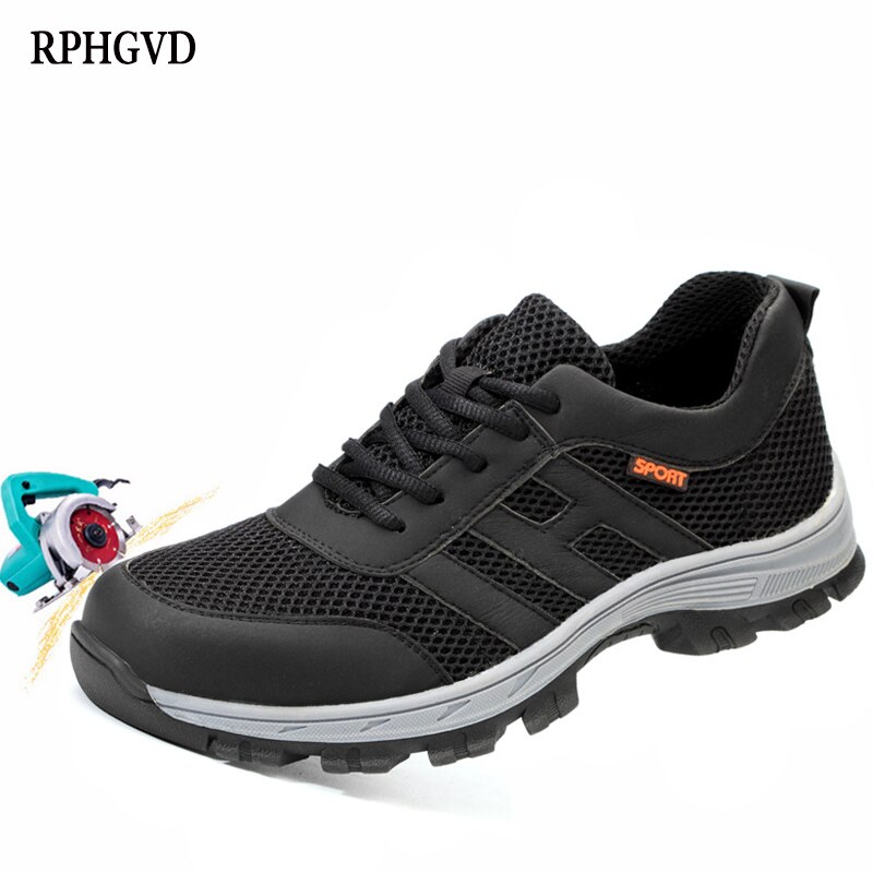 Herenschoenen, steekwerende, doordringende gasbesparende schoenen, heren werkschoenen, vliegende geweven casual werkschoenen, stalen neus, werkschoenen