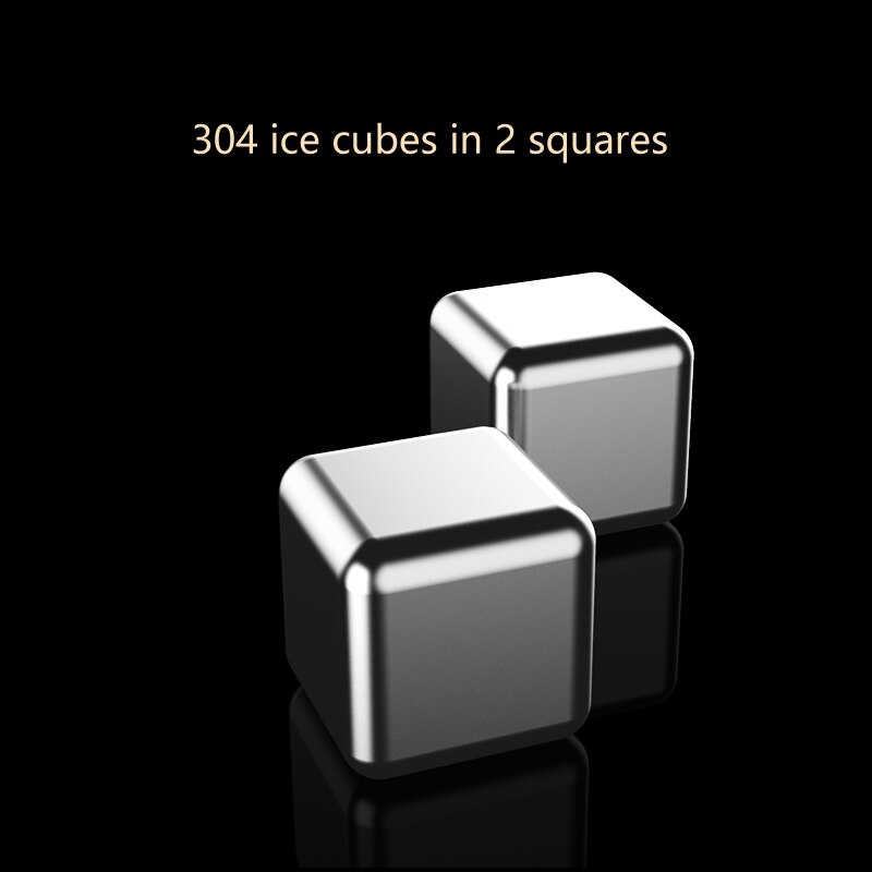 Cubos de hielo de acero inoxidable, piedras enfriadoras reutilizables para vino whisky, mantienen su bebida fría durante más tiempo, paso de prueba SGS: cubes in 2 squares