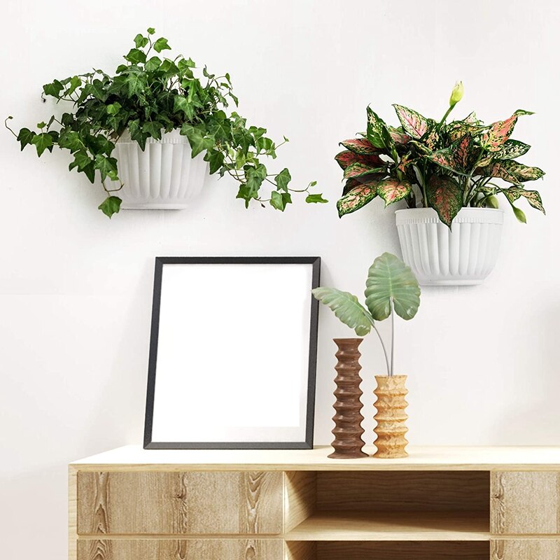 6 pak 8.2 tommer væghængende plantekrukker lodret havevindue hænge kasse beholder til planter blomster urter med krog