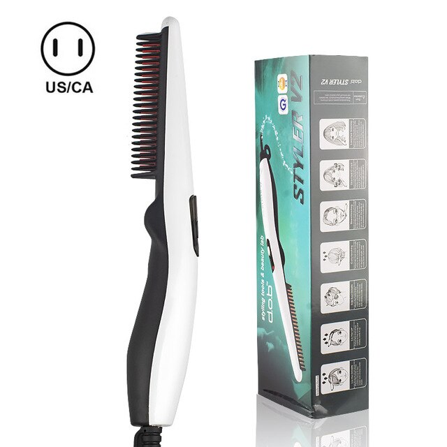cepillo pelo elÉctrico peine barba secador y alisador innovagoods cepillos para el pelo multifuncional alisador de barba alisador de pelo rizador de pelo rápido peines para el cabello peine hombre: US with box