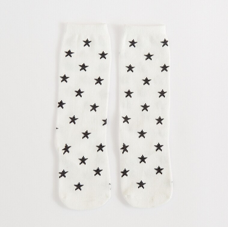 Herbst Winter Nette freundlicher Fuchs Socken Totoro Bär Pfannkuchen Karikatur Mädchen Knie Hohe Baby Lange Neue YYT357: Weiß Sterne / L(4-6 Jahre alt)