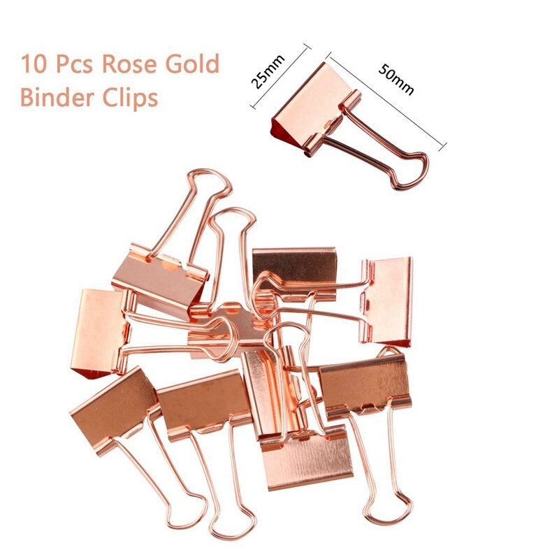 2 set kontorstillbehör : 1 set pärmklämmor gem med kartong & 1 set roséguld skrivbordshäftare