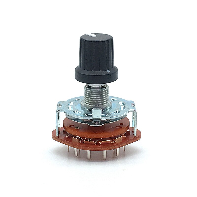 1pc RS25 Shaft Panel Mount 1P12T Band Rotary Switch Selector 1 Pole 12 Position 20MM Plum Shaft With Switch Cap: With Knob