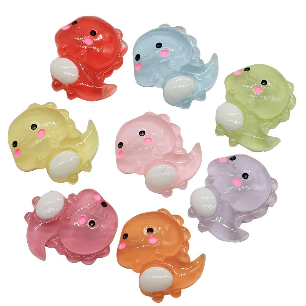 20/100pcs Cartoon Transparent Dinosaur Flatback Resin Cabochons Animals Embellishments for Scrapbooking DIY Kid Hair Bows: 20mm--50PCS / mix