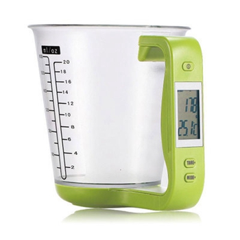 Digital Cup Scale Electronic Measuring Household Jug Scales with LCD Display Temp Measurement Measuring Cups Tools: Green