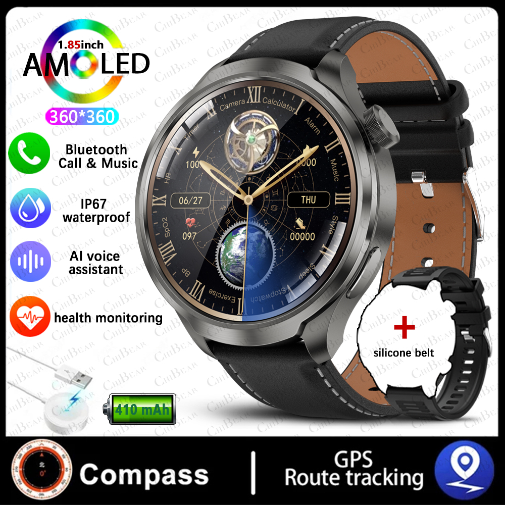 Esporte militar gps pista relógio inteligente masculino 1.85 Polegada tela nfc bússola freqüência cardíaca esporte fitness à prova dwaterproof água bt chamada smartwatch: YELLOW