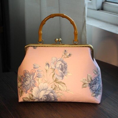 B008 Bamboo section Handle 25CM purse frame Kits Material package Non-finished products DIY sewing Coin Purse handbag: Red