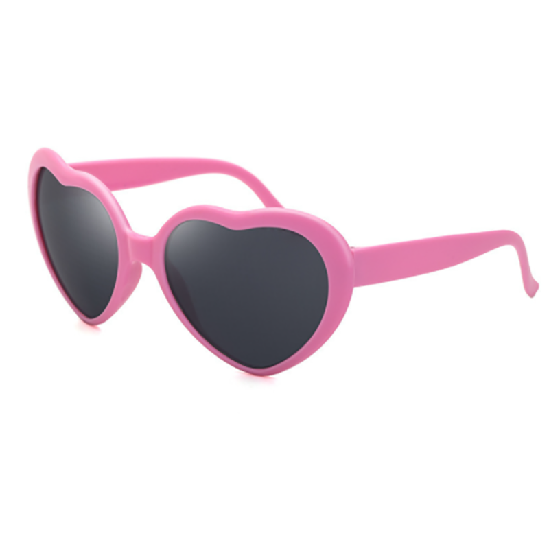 Love Heart Shaped Effects Glasses Watch The Lights Change to Heart Shape At Night Diffraction Glasses Women Sunglasses Eyewear: pink