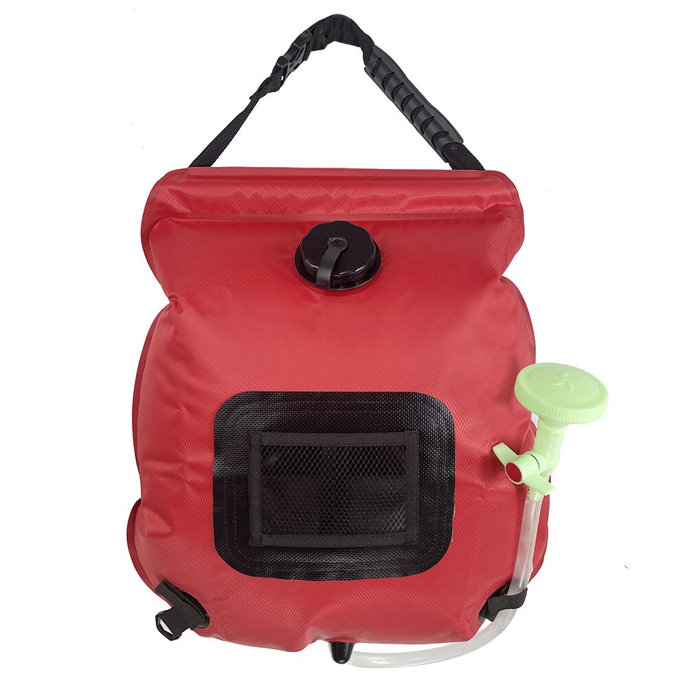 Portable Camping Shower Solar Heating Outdoor Hiking Camp Shower 20L Foldable Water Bag Portable Water Tank Hydration Bag: red