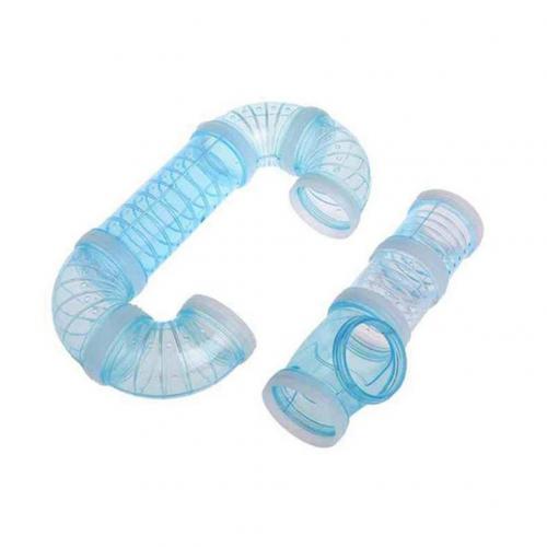Transparent Hamster Rat Squirrel Cage Tunnel Tube Climbing Toy Small Pet Supply Transparent Polypropylene Transparent Mini Tunne: Blue