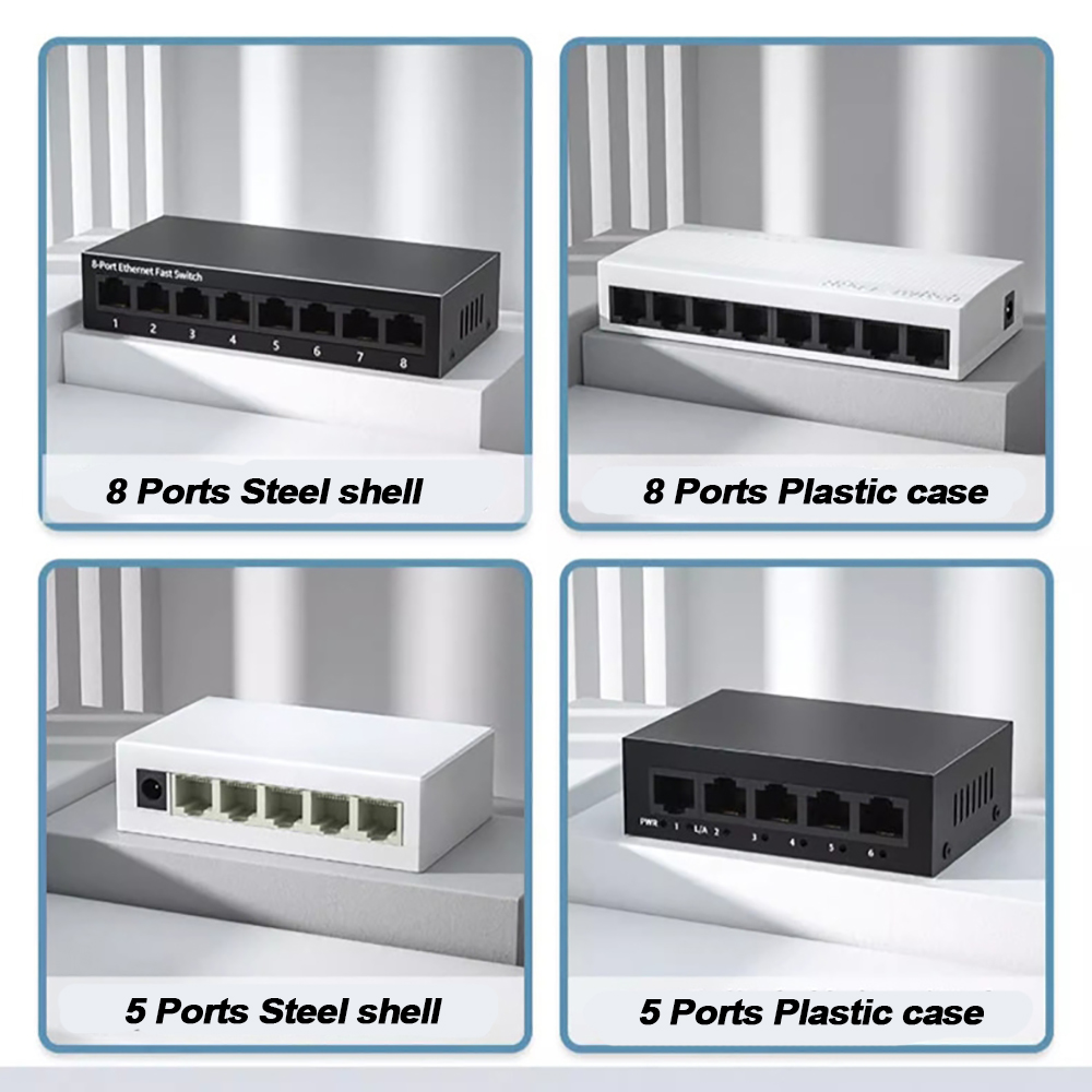 EU PLUG 5/8 Port 10/100Mbps Network Switches Mini Ethernet Fast Network Switch Splitter For Home Office