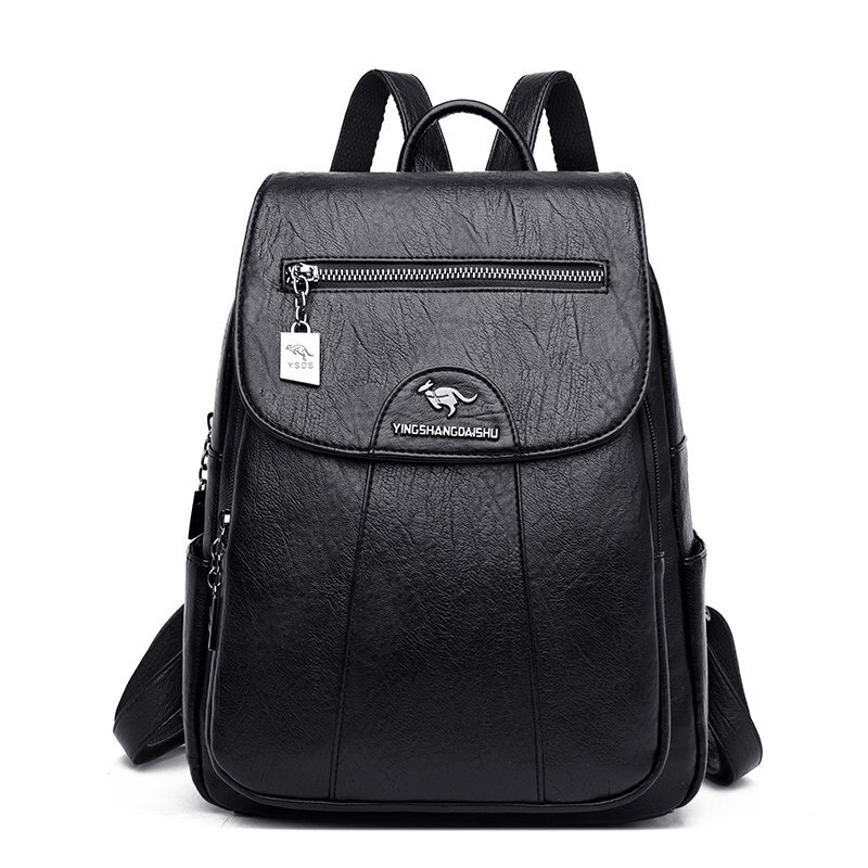 Vrouwen Lederen Rugzakken Vrouwelijke Vintage Rugzak Voor Meisjes Schooltas Reizen Rugzak Dames Sac A Dos Terug pack: black