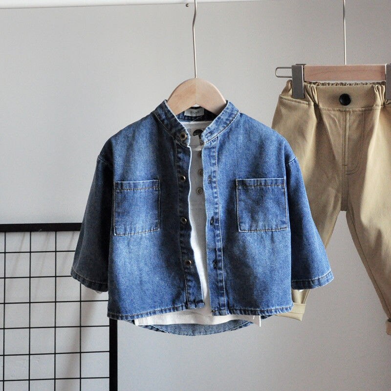 Chemise en jean pour garçons de 2 à 7 ans, automne , veste simple pour hommes, trésor, chemise décontractée, joli Cardigan tendance: 6T