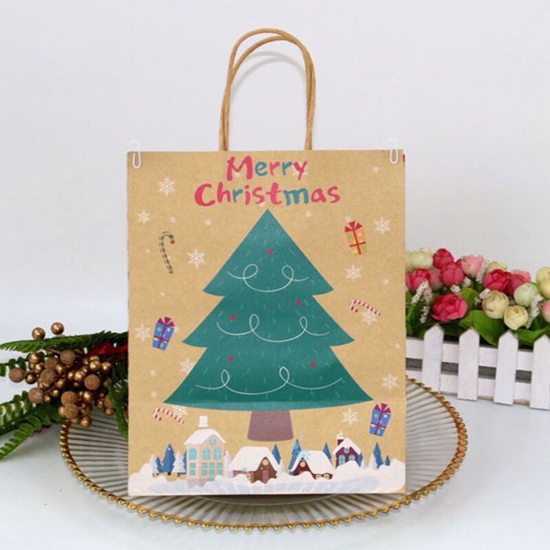 Sacchetti regalo per Festival di sacchetti di carta natalizi multifunzione da 12 pezzi con manici forniture per feste di natale graffi fai da te graffiti HYD