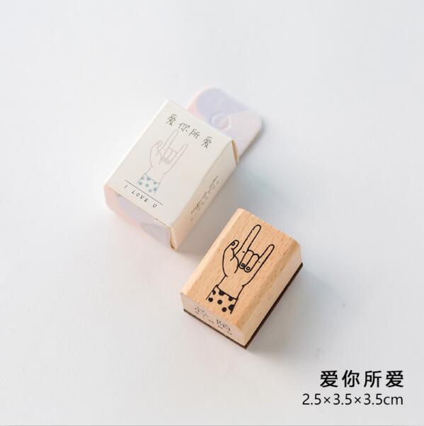 Sello de goma de madera para decoración de series de gestos Vintage de XINAHER, sellos para álbum de recortes, papelería, sello estándar para manualidades DIY: A