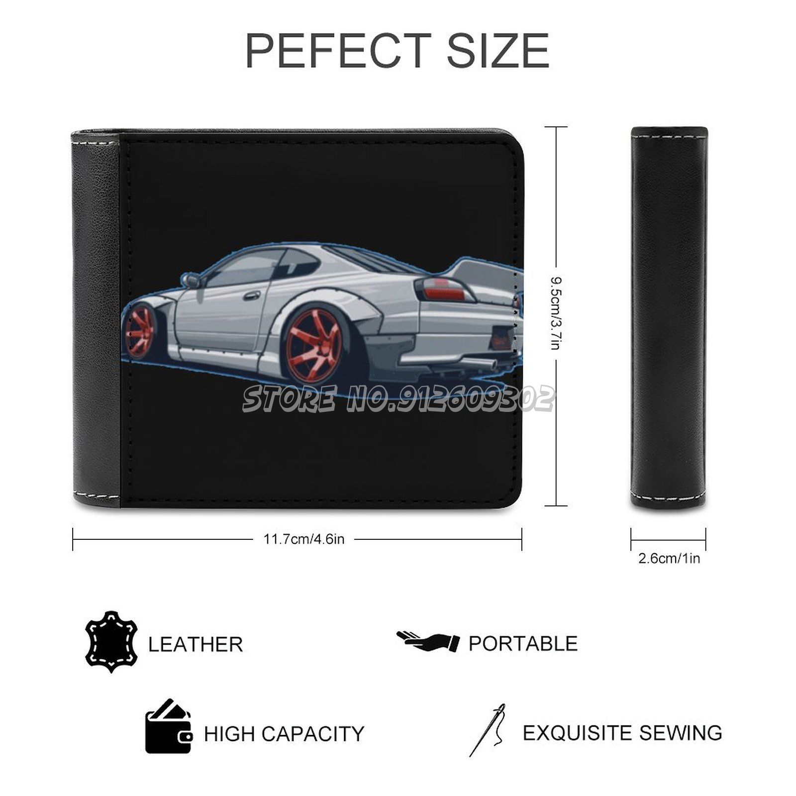 S14 Men&#39;s Wallet Leather Purse Holder Credit Card Short Wallet S15 Silvia Nissan S14 Skyline Car Sports Car Jdm Japanese