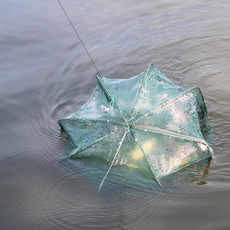Foldet sekskant ottekant 6/8/12 huller fiskeri rejer automatisk fælde fiskenet fisk rejer minnow krabbe lokkemad cast mesh fælde