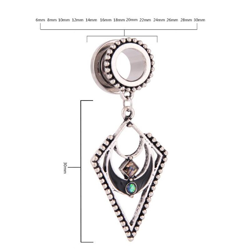 Stainless steel metal ear earrings body piercing earrings opal pendant ear piercing jewelry