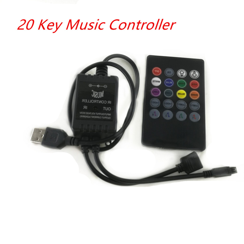 5–24 V, 20 Musiktasten, IR-Regler, USB, schwarz, Fernbedienung, Soundsensor für RGB-LED-Streifen von hoher: Lila