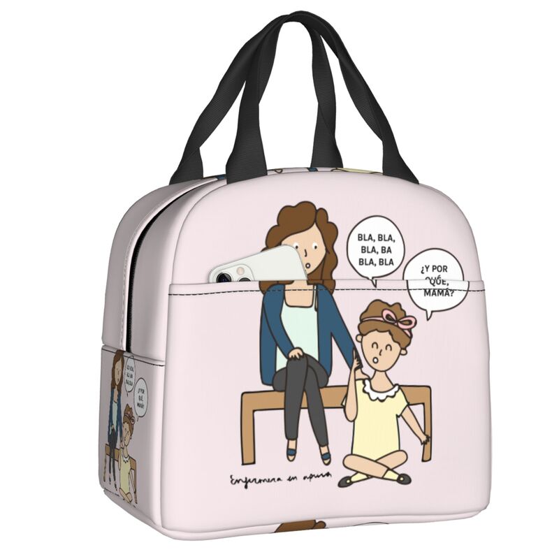 Enfermera En Apuros Doctor Nurse Lunch Bag Women Portable Cooler Thermal Insulated Lunch Box Picnic Storage Food Bento Box: Beige