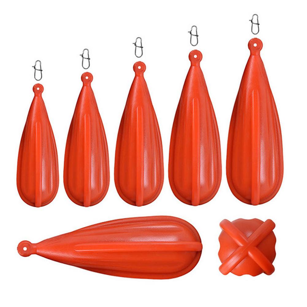 Bouchon de pratique de pêche lumineux en PVC, 6 pièces, en caoutchouc, amélioration de l'action de lancer, outil de pratique pour débutants: Orange