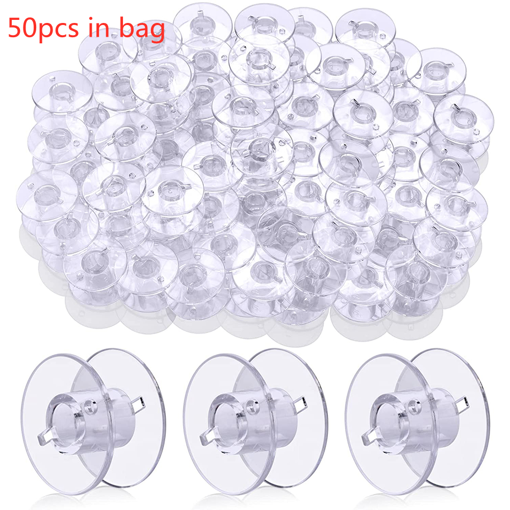 Bobines Sa156 pour Machine à coudre Brother, 50 pièces, bobines en plastique avec étui, bobines de Machine à coudre en plastique Transparent, bricolage
