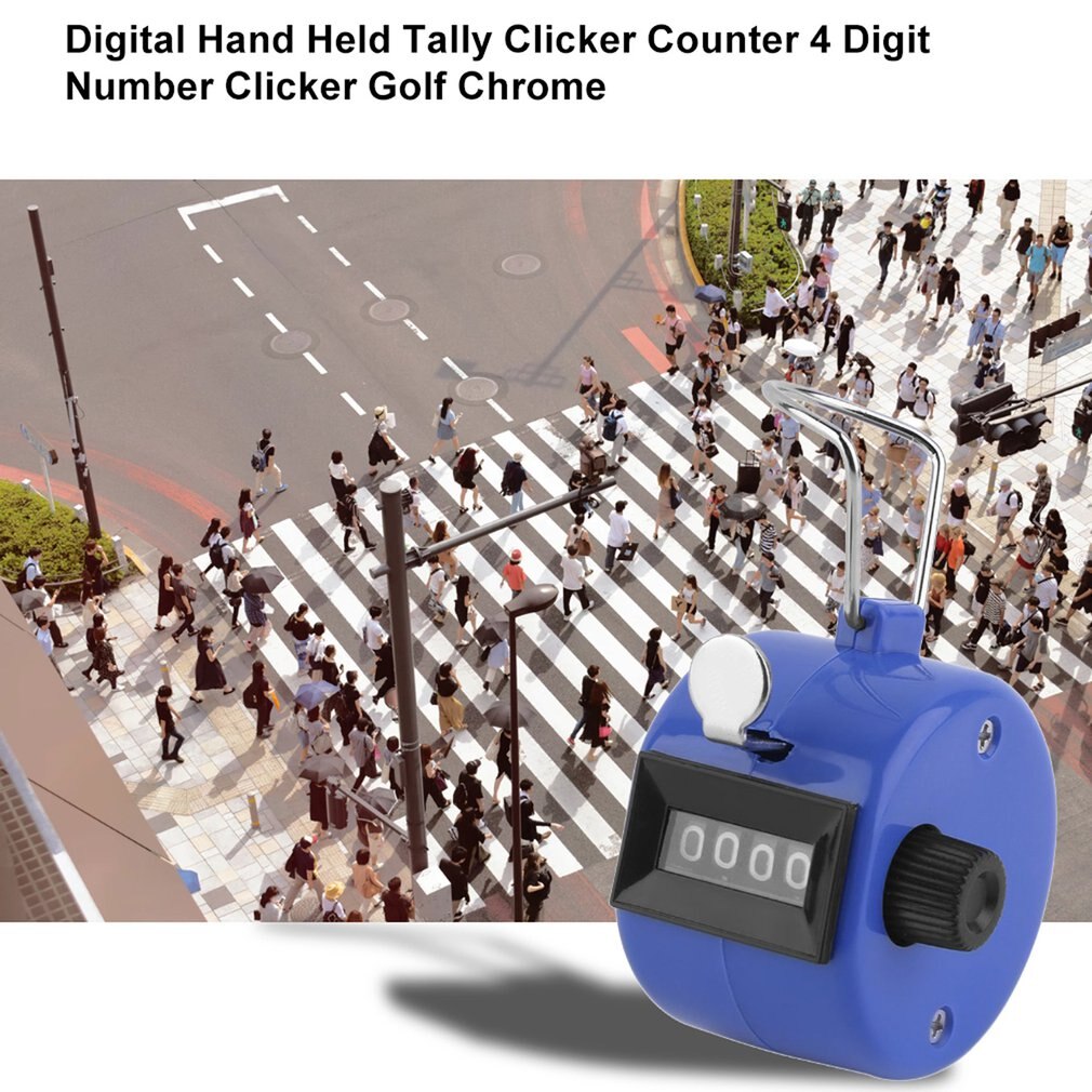 Portable Compact Size Digital Hand Held Tally Clicker Counter 4 Digit Number Clicker Golf Chrome Manual Press Counter