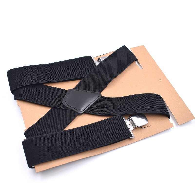 Tirantes de 5cm para hombre, pantalones de motorista de alta resistencia, elásticos, 4 Clips, MX8: Negro