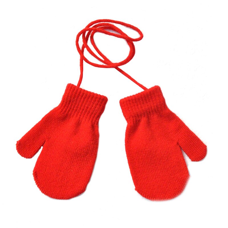 Guanti per bambini inverno appeso al collo guanti morbidi lavorati a maglia per 1-4 anni guanti per bambini asilo per bambini ragazzi e ragazze tinta unita: Rosso