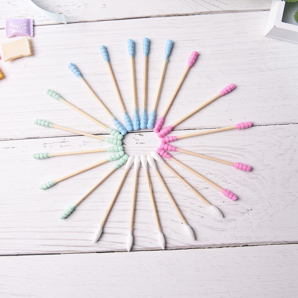 100Pcs/lot Cosmetic Cotton Swab Stick Double Head Ended Clean Cotton Buds Ear Clean Tools For Children Adult