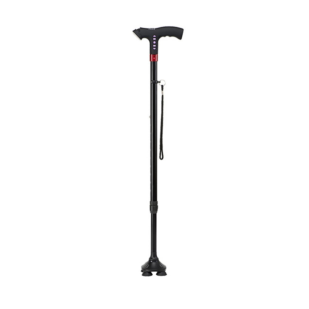 Walking Stick LED Light Canes Trekking Trail Hiking Poles Old Man Ultralight Folding Protector Adjustable T Handlebar Elders: Default Title